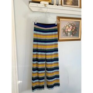Missoni Striped Metallic Knit Wide Leg Pants 38 Multicolor Italy